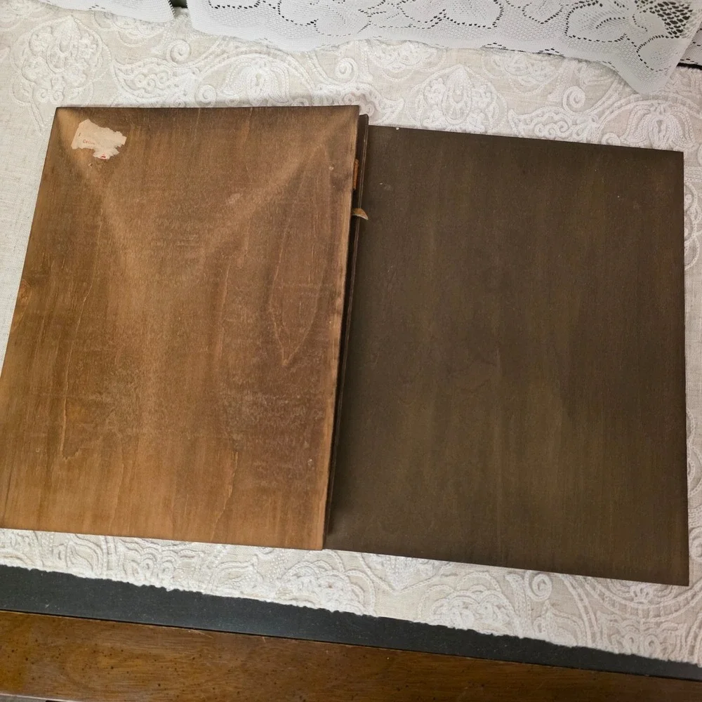 Junk Journal Wooden Scrapbook Photo Album 12x9.5 Brown Leather Ties Rustic Boho